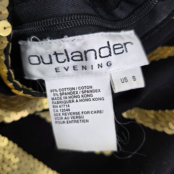 Womens Outlander Evening Gold & Black Sequin Zebra Print Bodycon Dress Size S - Picture 3 of 9